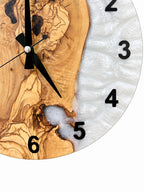 Monochrome Roots Olive Wood & Resin Wall Clock — product photograph, view 9