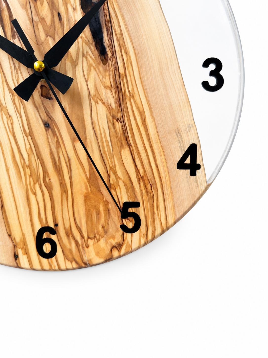 Clear Grain Olive Wood & Resin Wall Clock — product photograph, view 7