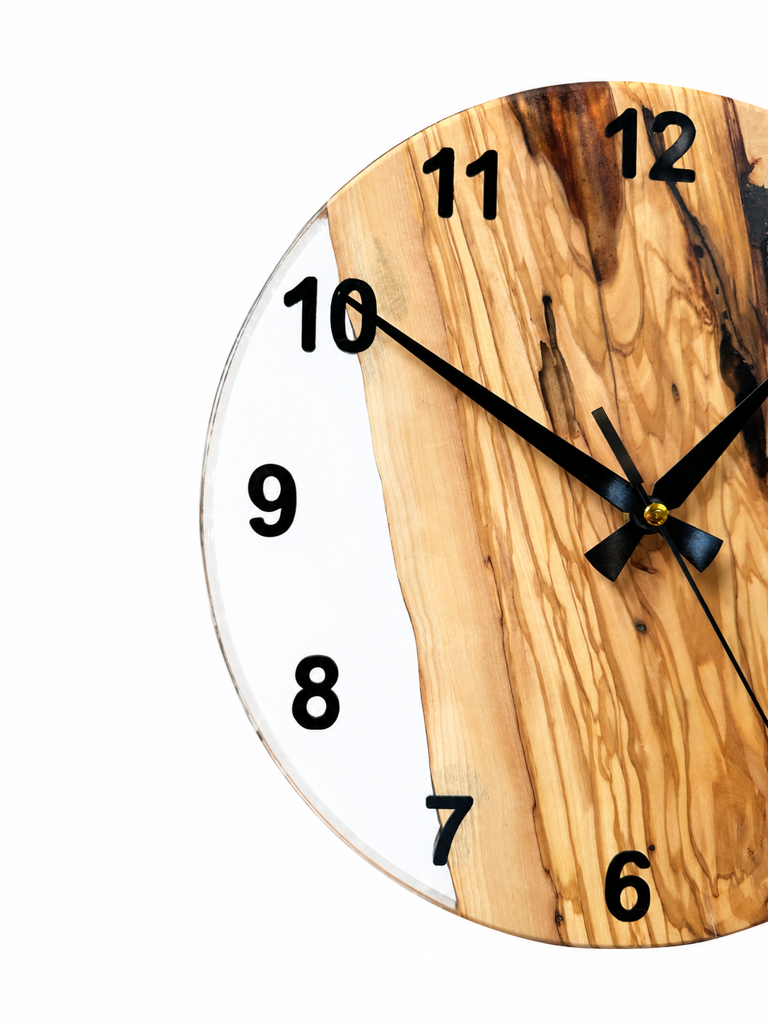 Clear Grain Olive Wood & Resin Wall Clock — product photograph, view 2