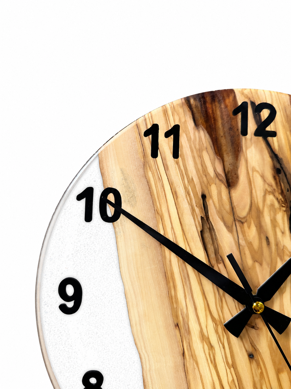 Clear Grain Olive Wood & Resin Wall Clock — product photograph, view 4