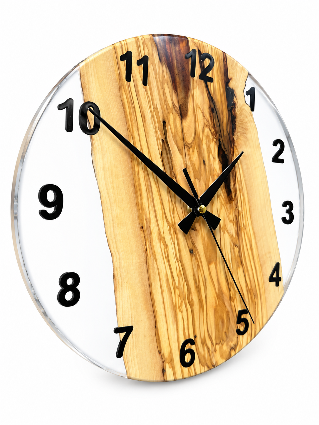 Clear Grain Olive Wood & Resin Wall Clock — product photograph, view 5