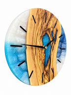 Blue Hollow Olive Wood & Resin Wall Clock — product photograph, view 5