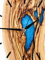Blue Hollow Olive Wood & Resin Wall Clock — product photograph, view 10