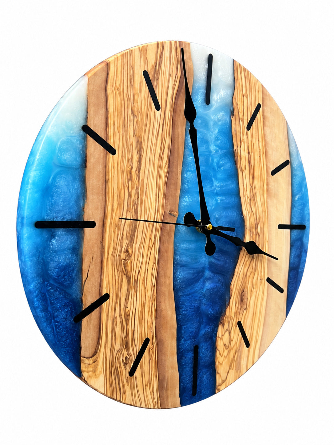 Sapphire River Olive Wood & Resin Wall Clock — product photograph, view 5
