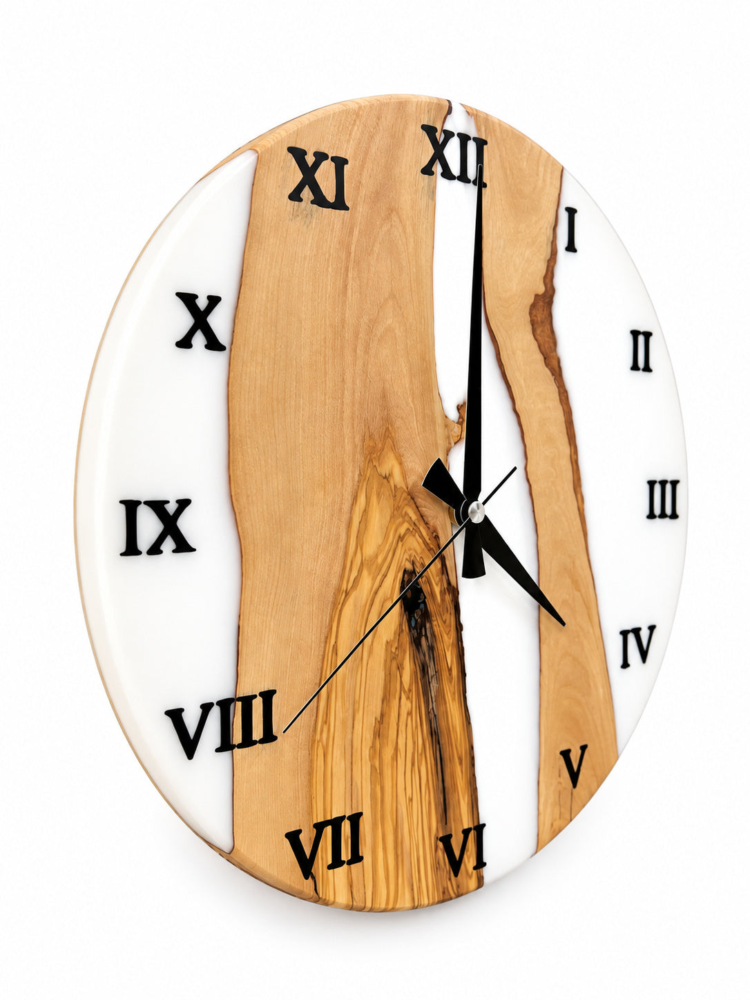 White Shore Olive Wood & Resin Wall Clock — product photograph, view 2