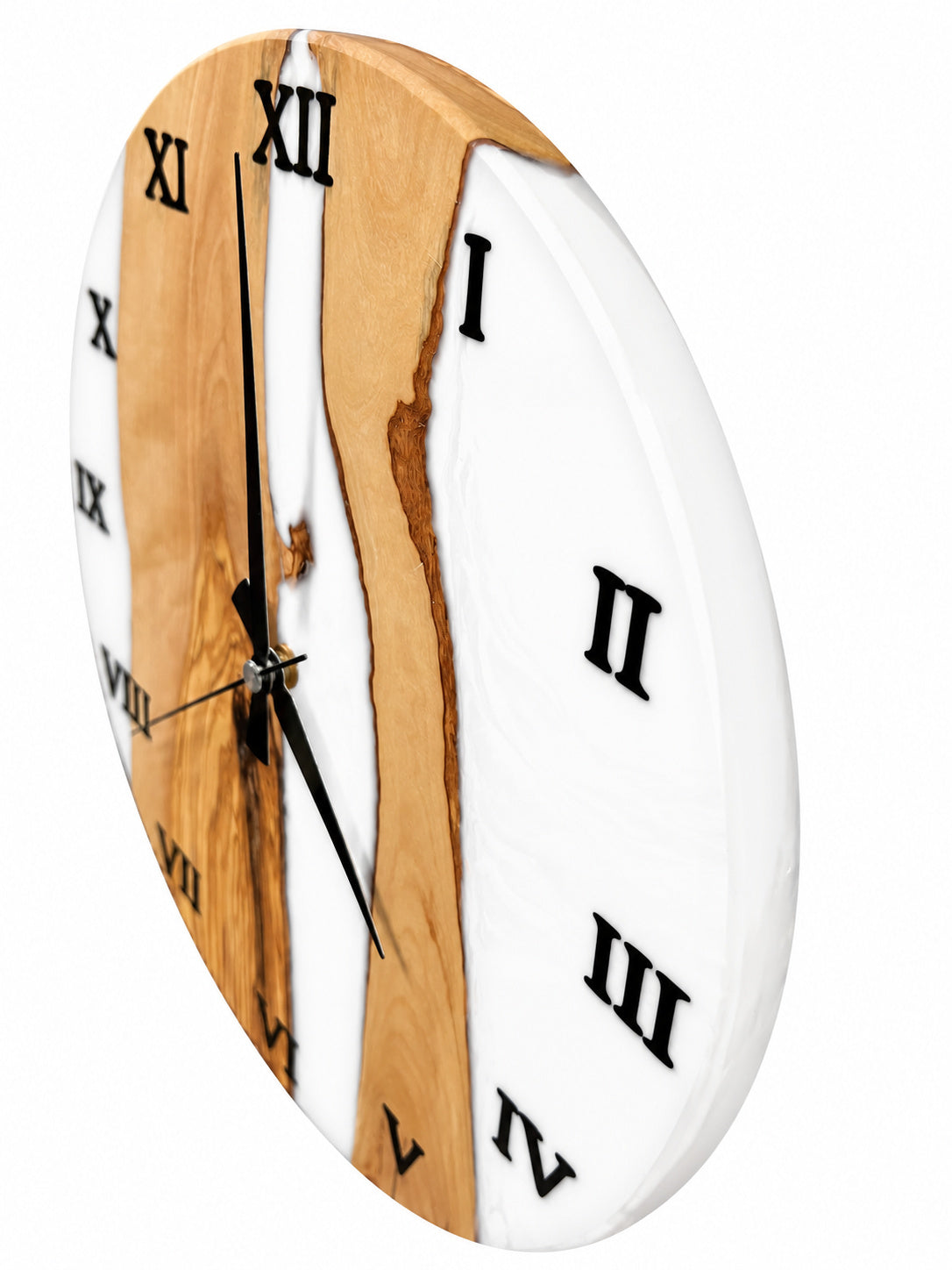 White Shore Olive Wood & Resin Wall Clock — product photograph, view 7