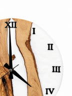 White Shore Olive Wood & Resin Wall Clock — product photograph, view 6