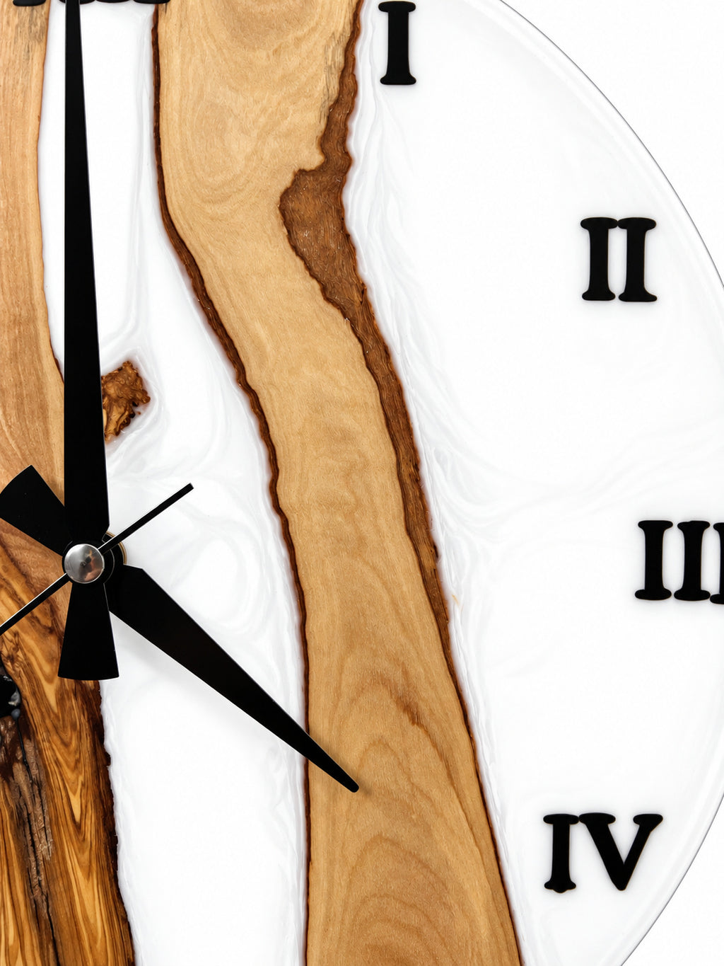 White Shore Olive Wood & Resin Wall Clock — product photograph, view 8