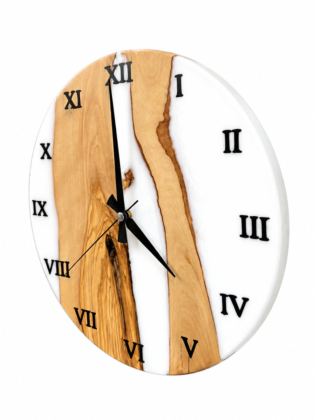 White Shore Olive Wood & Resin Wall Clock — product photograph, view 3