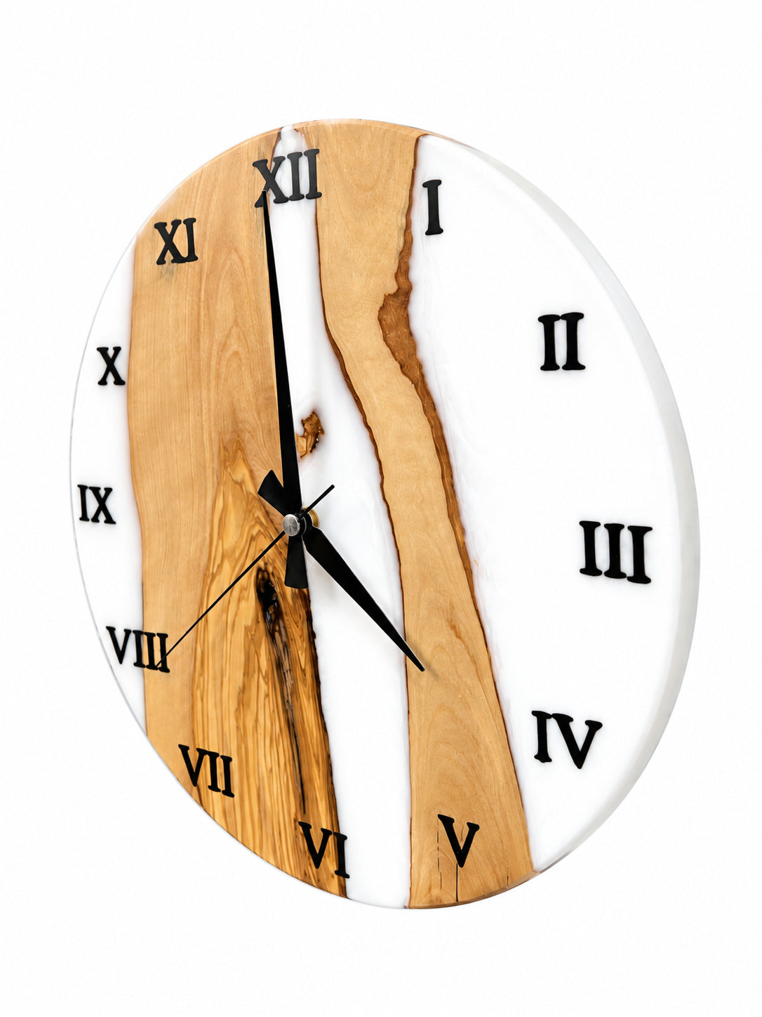 White Shore Olive Wood & Resin Wall Clock — product photograph, view 3