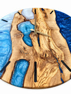 Azure Branches Olive Wood & Resin Wall Clock — product photograph, view 9