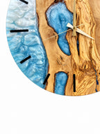 Azure Branches Olive Wood & Resin Wall Clock — product photograph, view 7