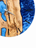 Azure Branches Olive Wood & Resin Wall Clock — product photograph, view 6