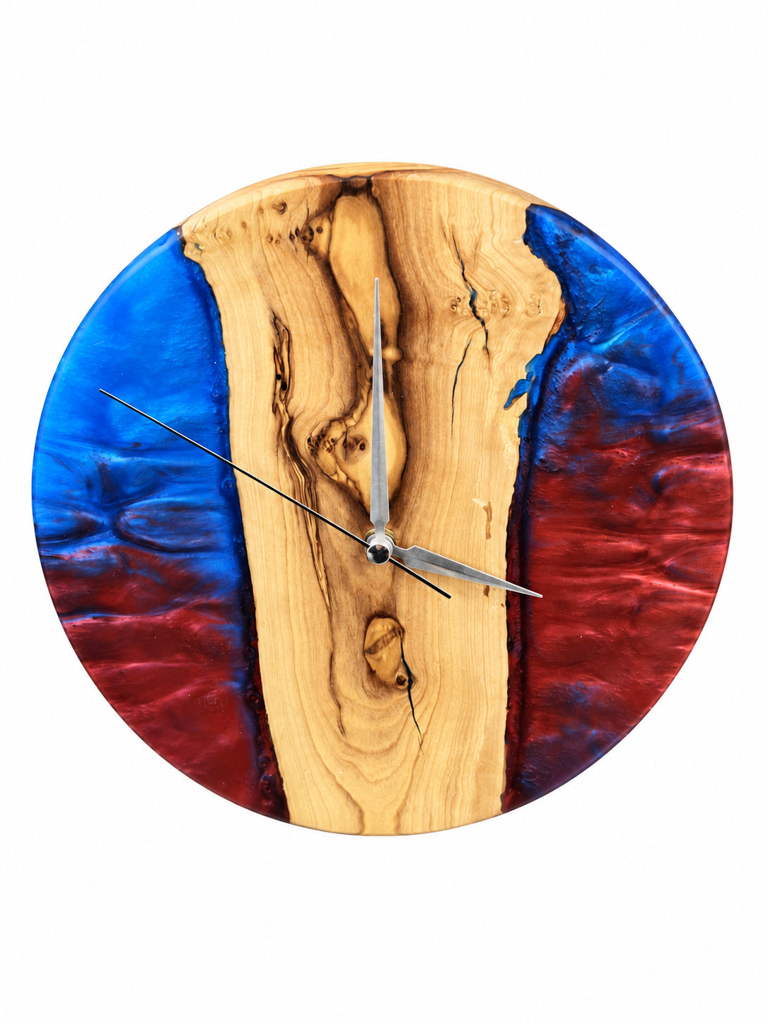 Crimson Shores Olive Wood & Resin Wall Clock — product photograph, view 5