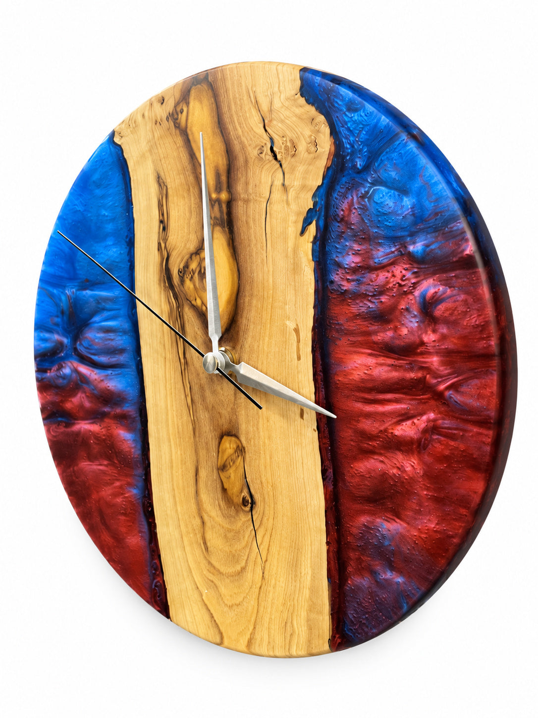 Crimson Shores Olive Wood & Resin Wall Clock — product photograph, view 3