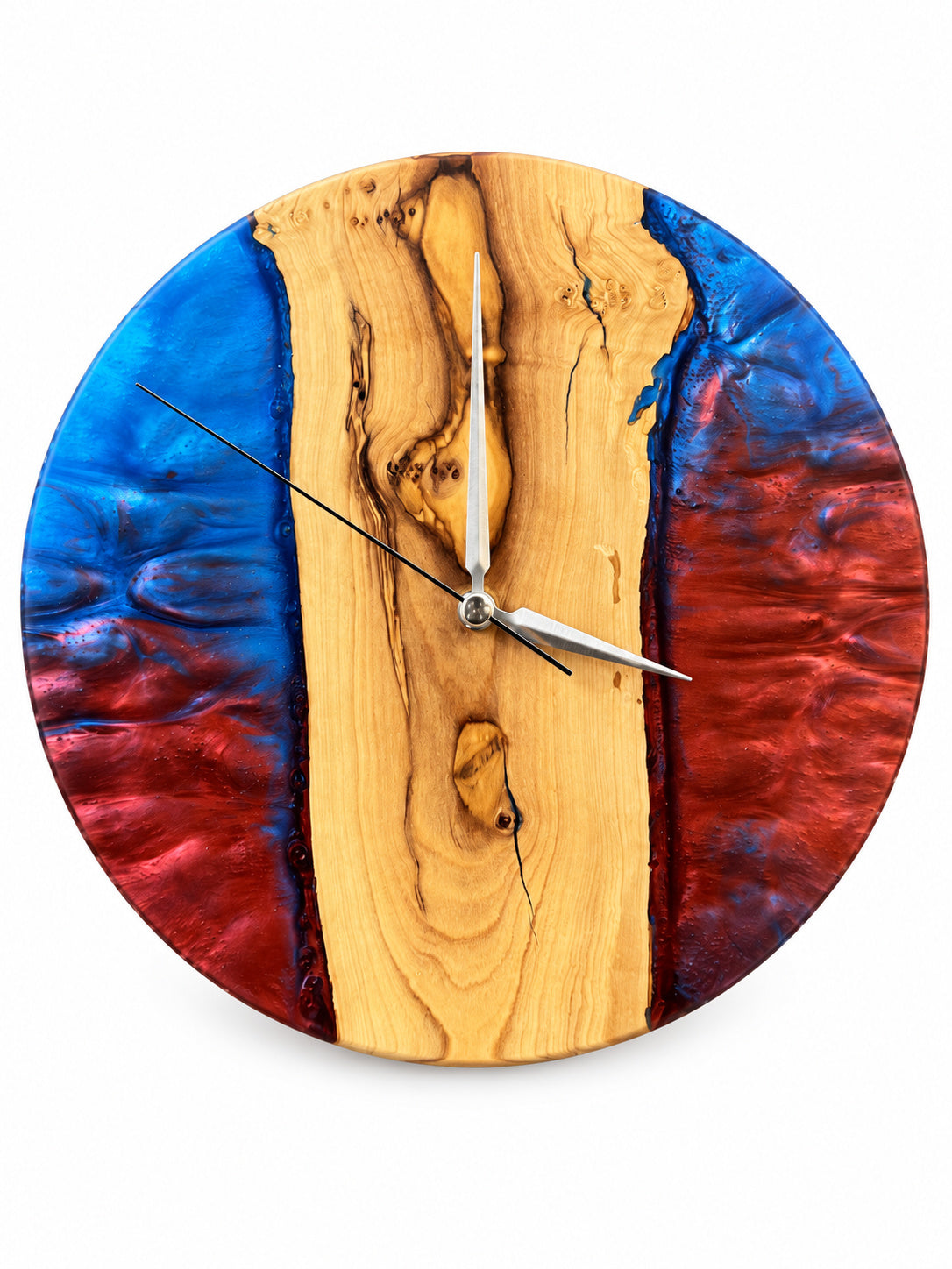 Crimson Shores Olive Wood & Resin Wall Clock — product photograph, view 2