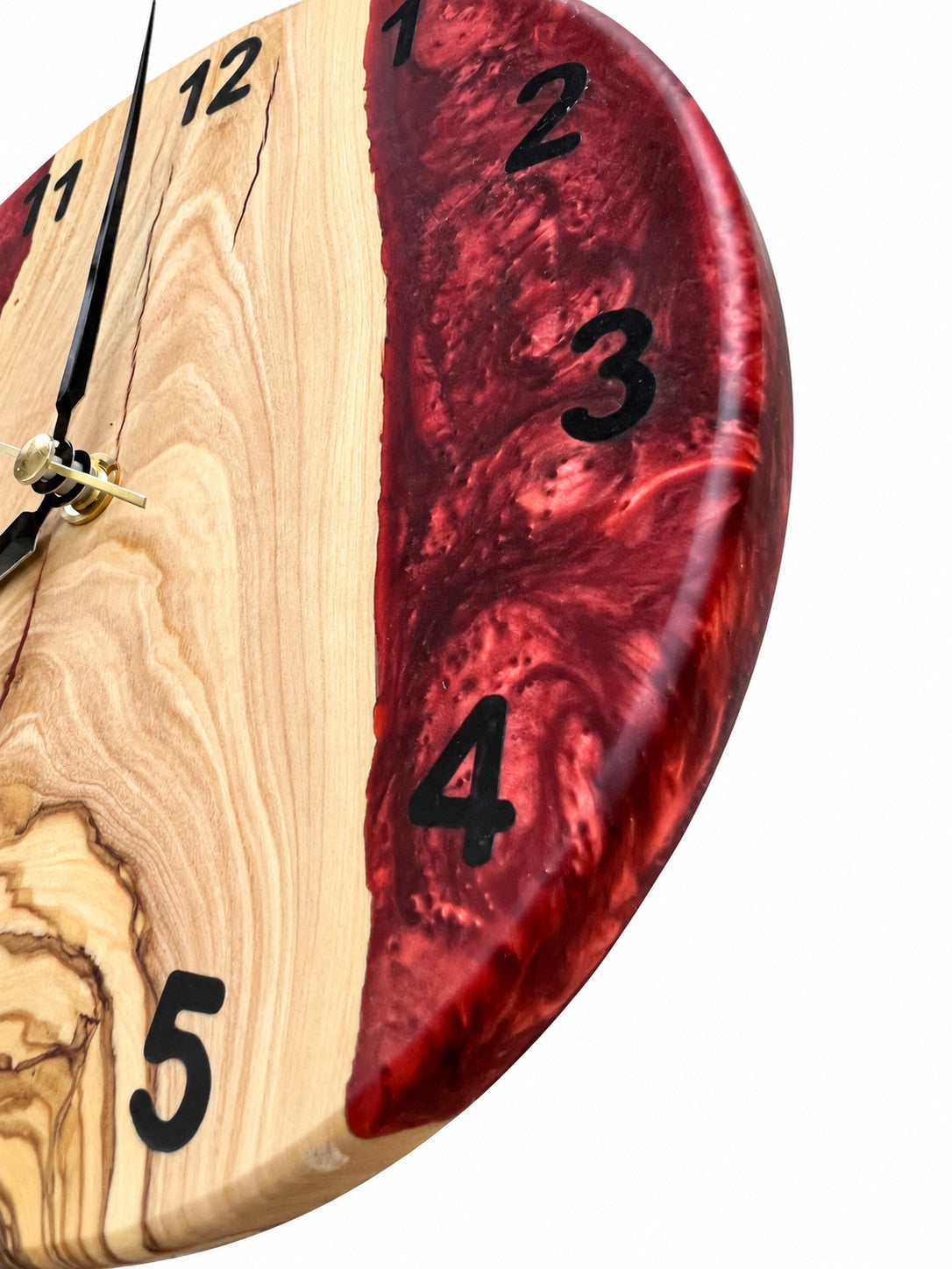 Burgundy Valley Olive Wood & Resin Wall Clock — product photograph, view 9