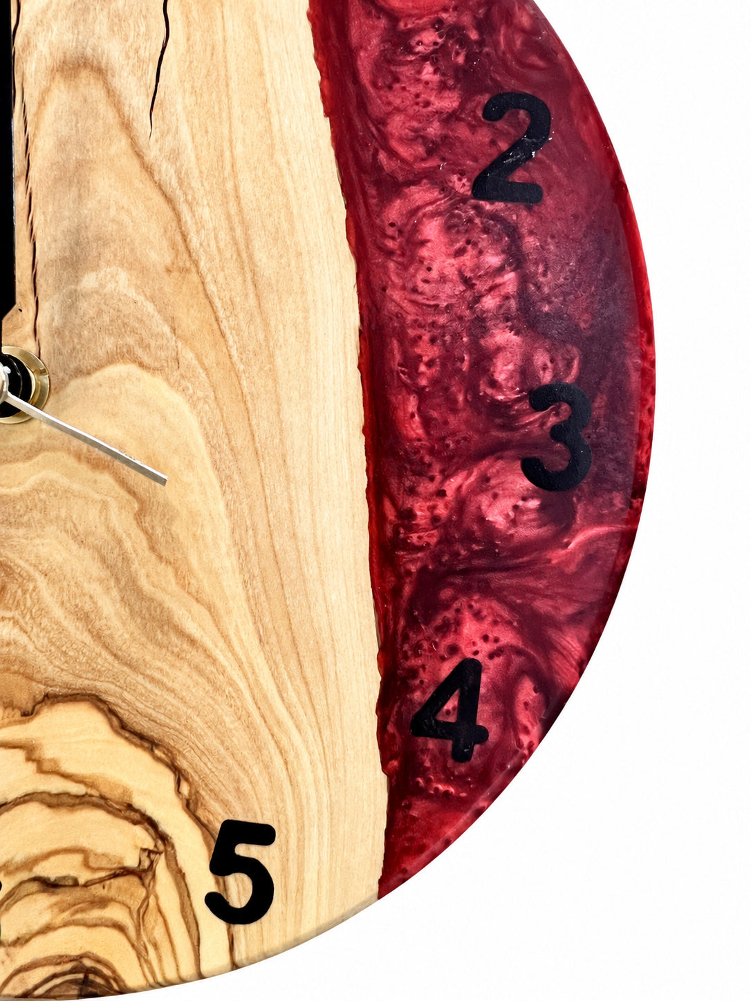 Burgundy Valley Olive Wood & Resin Wall Clock — product photograph, view 10