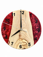 Burgundy Valley Olive Wood & Resin Wall Clock — product photograph, view 3