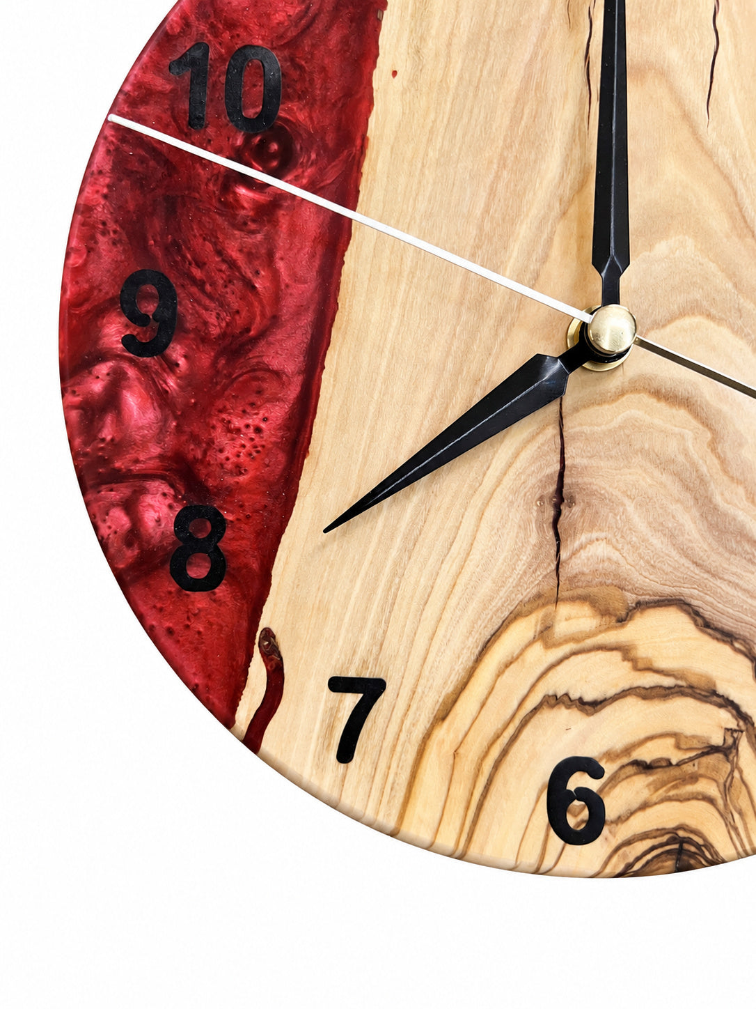 Burgundy Valley Olive Wood & Resin Wall Clock — product photograph, view 6