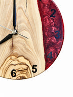 Burgundy Valley Olive Wood & Resin Wall Clock — product photograph, view 4