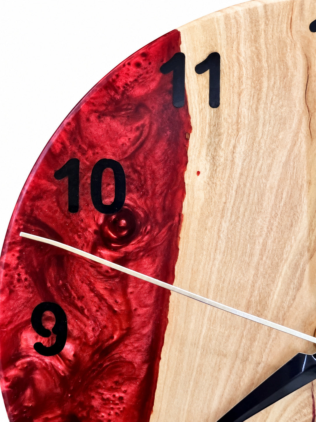 Burgundy Valley Olive Wood & Resin Wall Clock — product photograph, view 8