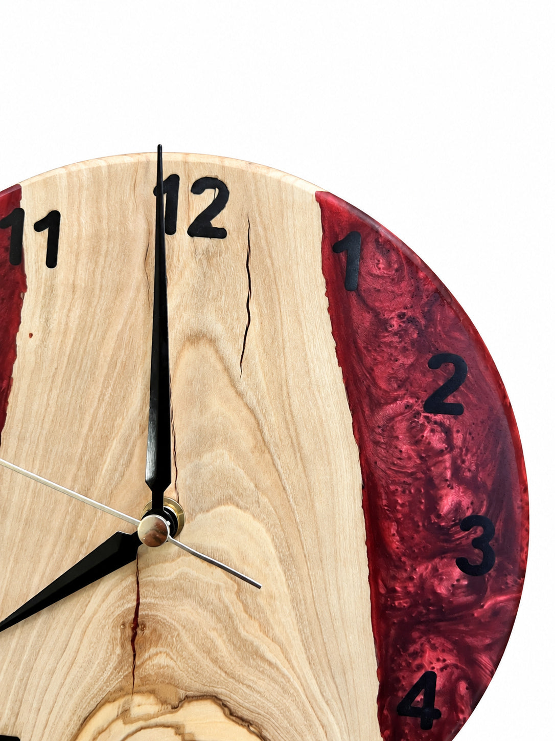 Burgundy Valley Olive Wood & Resin Wall Clock — product photograph, view 2