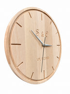 Engraved Beech Wood Wall Clock — product photograph, view 7