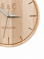 Engraved Beech Wood Wall Clock — product photograph, view 6