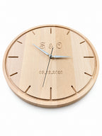 Engraved Beech Wood Wall Clock — product photograph, view 3