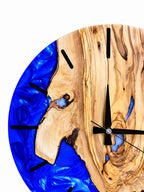 Cobalt Heart Olive Wood & Resin Wall Clock — product photograph, view 9