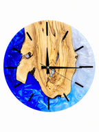 Cobalt Heart Olive Wood & Resin Wall Clock — product photograph, view 10
