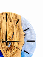 Cobalt Heart Olive Wood & Resin Wall Clock — product photograph, view 5