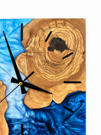 Square Blue Islands Olive Wood & Resin Wall Clock — product photograph, view 7