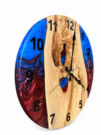 Crimson Inlet Olive Wood & Resin Wall Clock — product photograph, view 8
