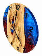 Crimson Inlet Olive Wood & Resin Wall Clock — product photograph, view 9