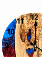 Crimson Inlet Olive Wood & Resin Wall Clock — product photograph, view 4