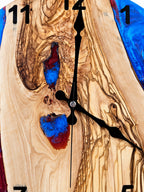 Crimson Inlet Olive Wood & Resin Wall Clock — product photograph, view 10