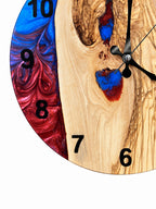 Crimson Inlet Olive Wood & Resin Wall Clock — product photograph, view 6