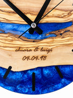 Engraved Tide Olive Wood & Resin Wall Clock — product photograph, view 8