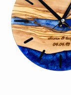 Engraved Tide Olive Wood & Resin Wall Clock — product photograph, view 2