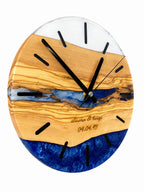 Engraved Tide Olive Wood & Resin Wall Clock — product photograph, view 4