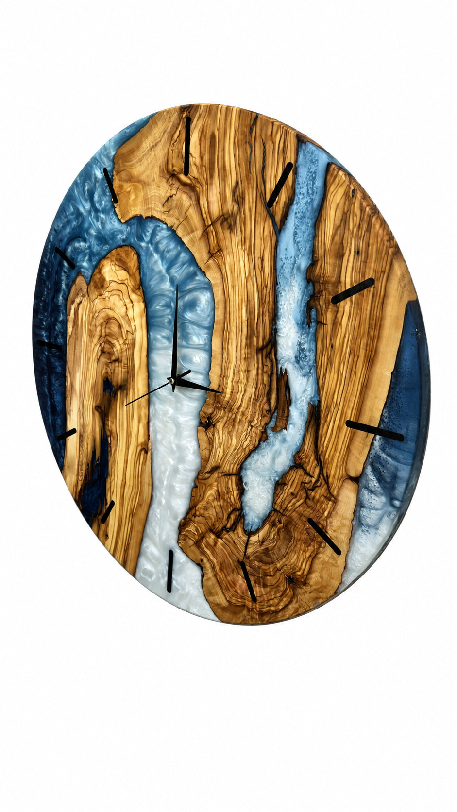 Storm Channel Olive Wood & Resin Wall Clock — product photograph, view 2