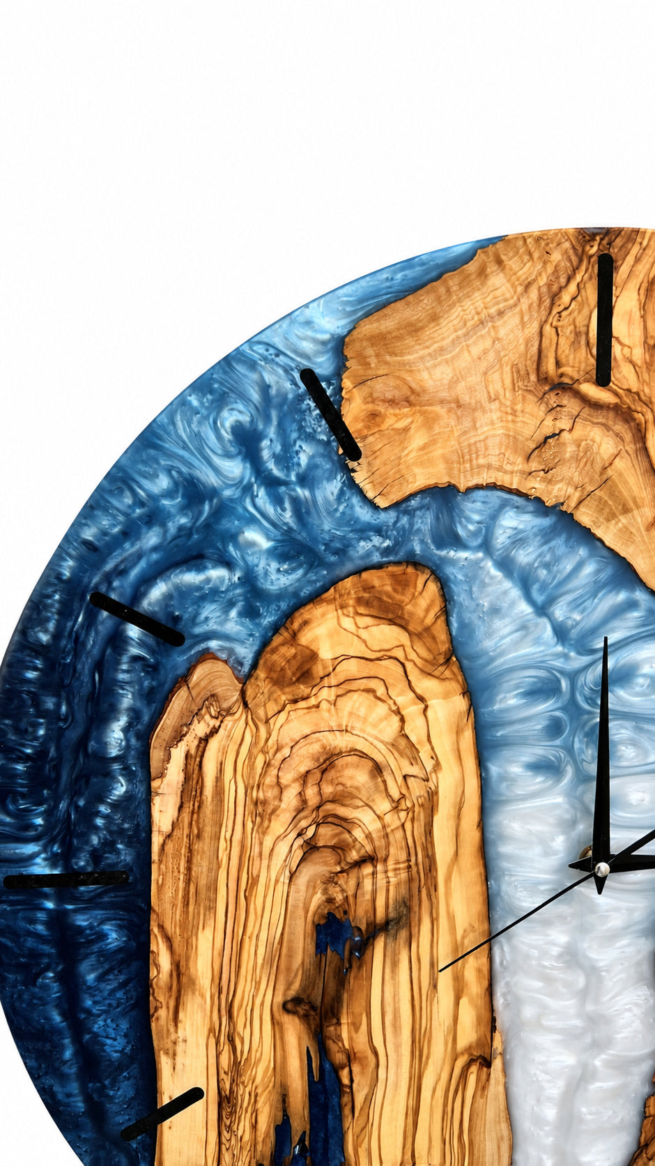 Storm Channel Olive Wood & Resin Wall Clock — product photograph, view 5