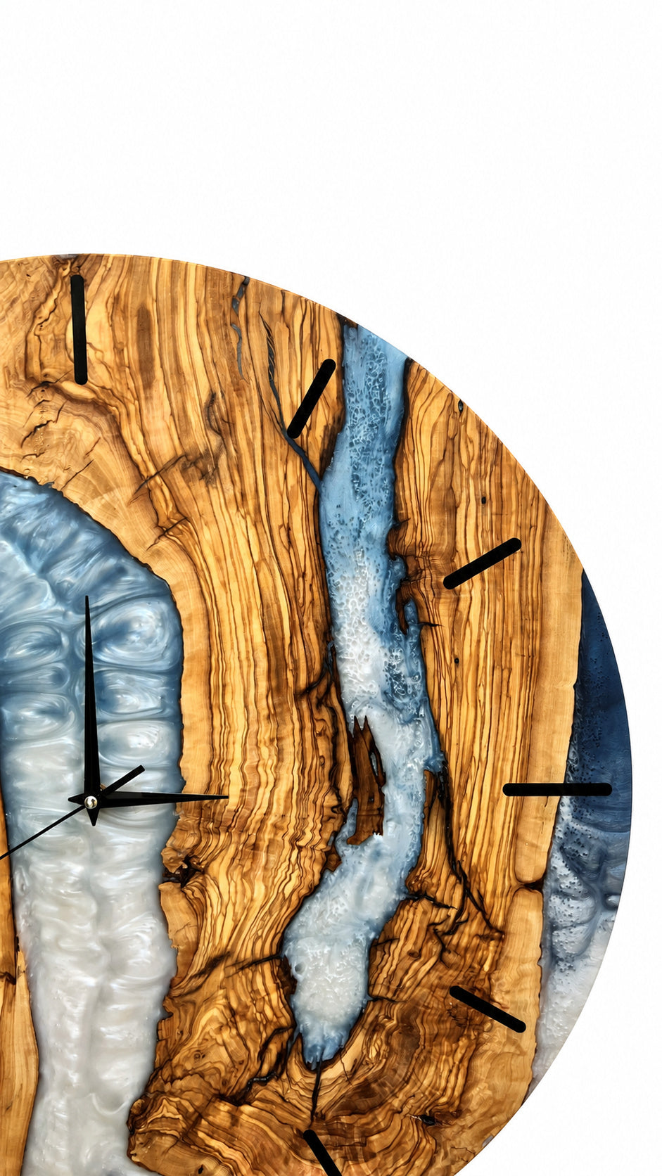 Storm Channel Olive Wood & Resin Wall Clock — product photograph, view 4