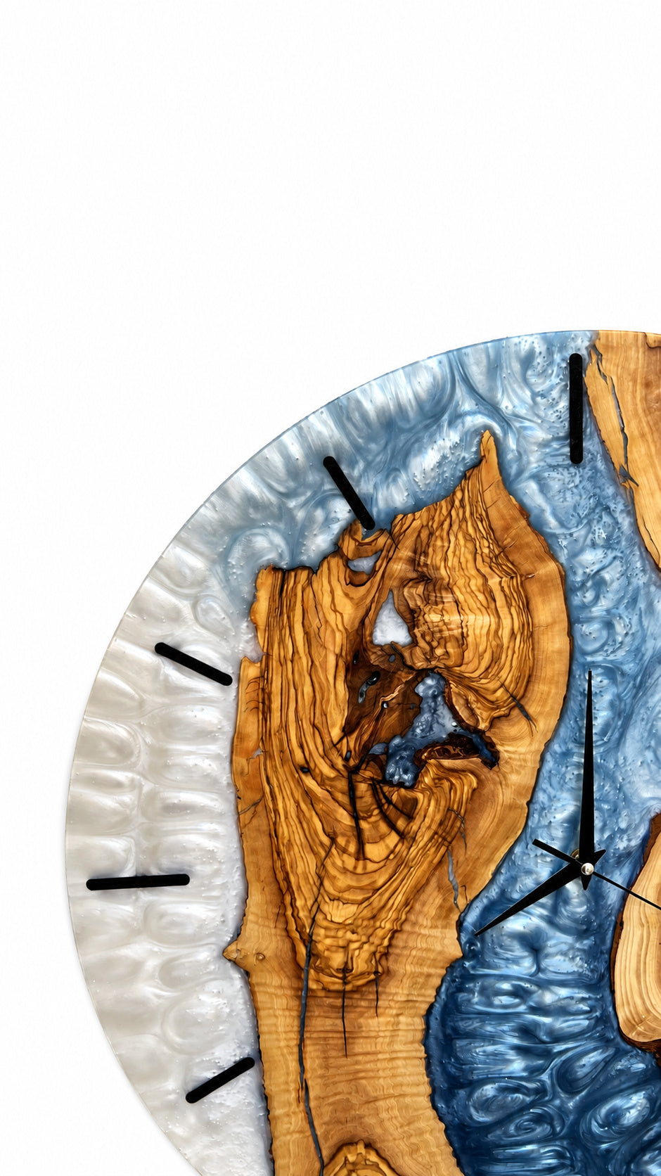 Storm Isles Olive Wood & Resin Wall Clock — product photograph, view 3