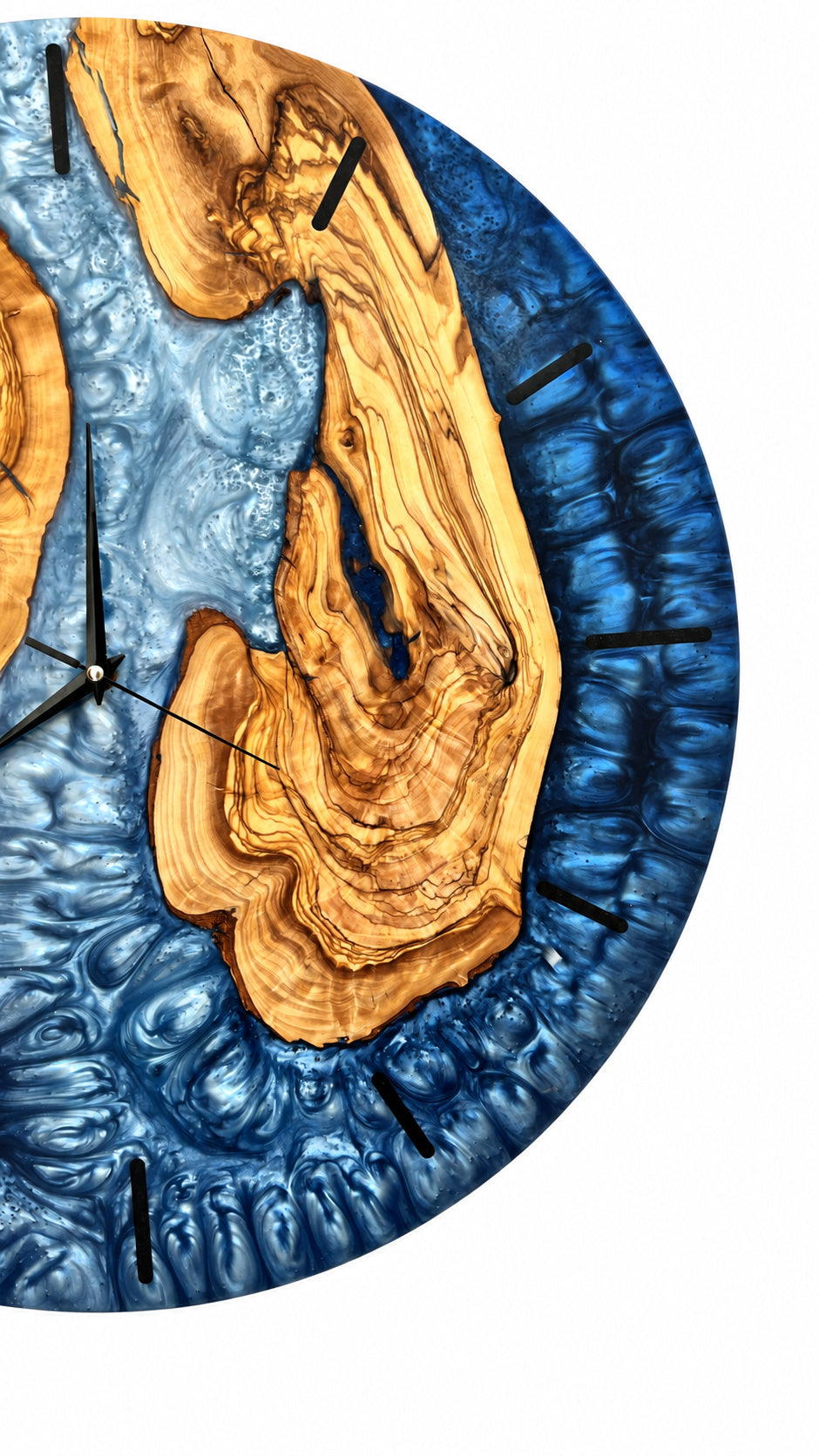 Storm Isles Olive Wood & Resin Wall Clock — product photograph, view 4