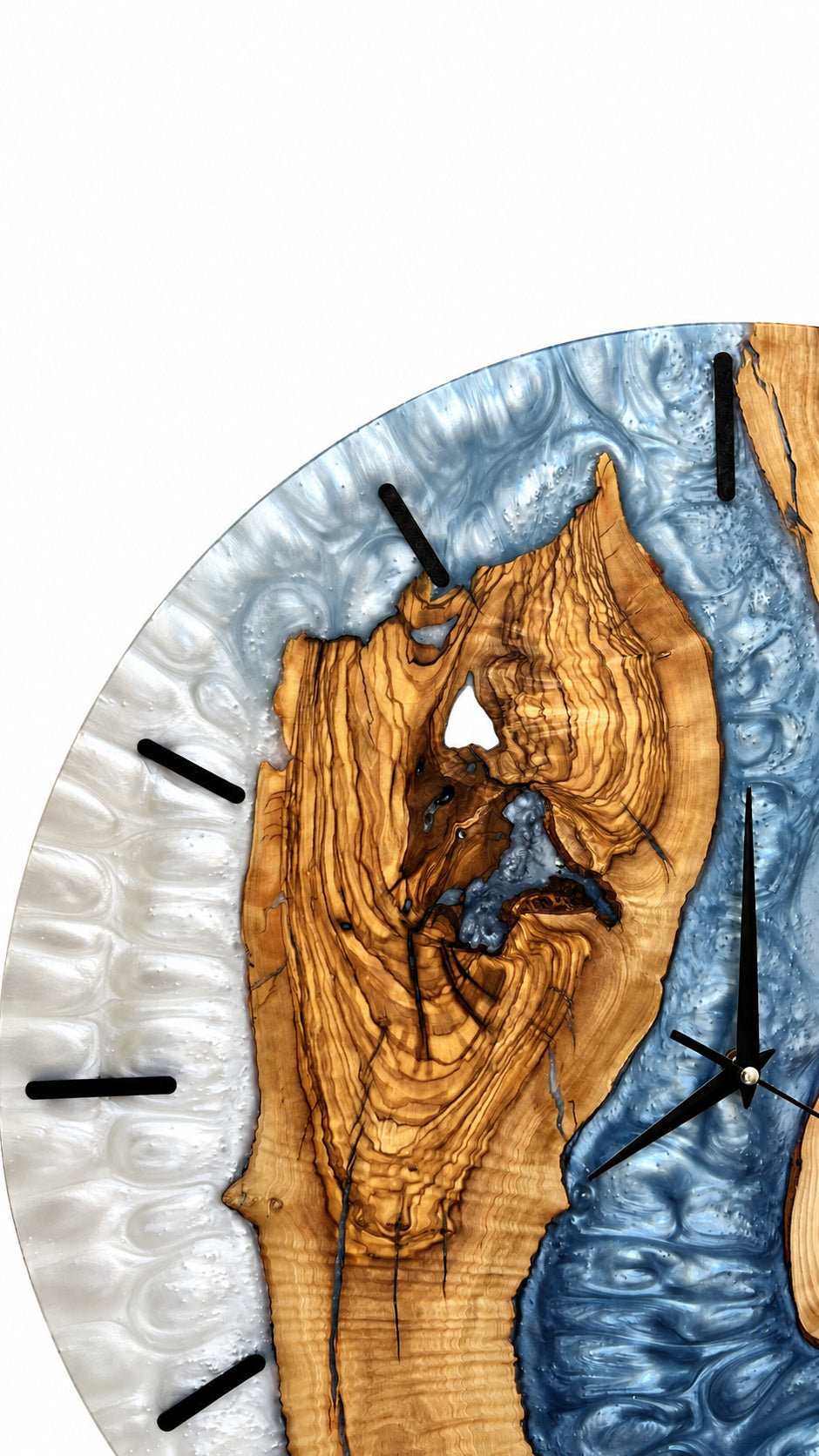 Storm Isles Olive Wood & Resin Wall Clock — product photograph, view 5