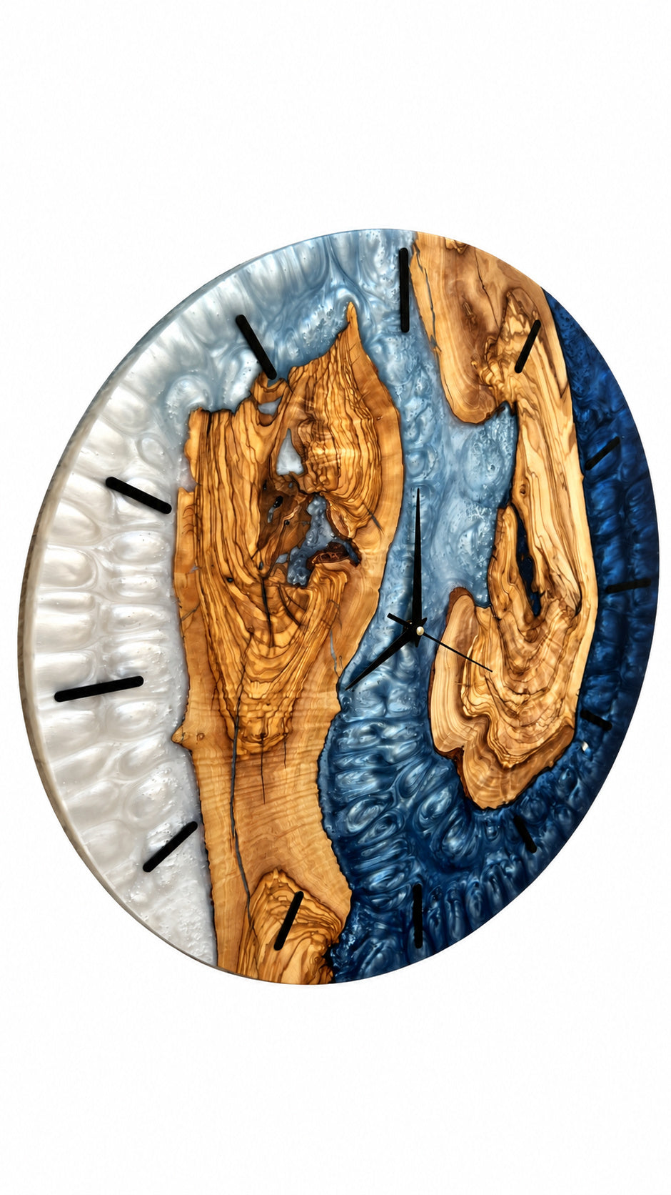 Storm Isles Olive Wood & Resin Wall Clock — product photograph, view 2