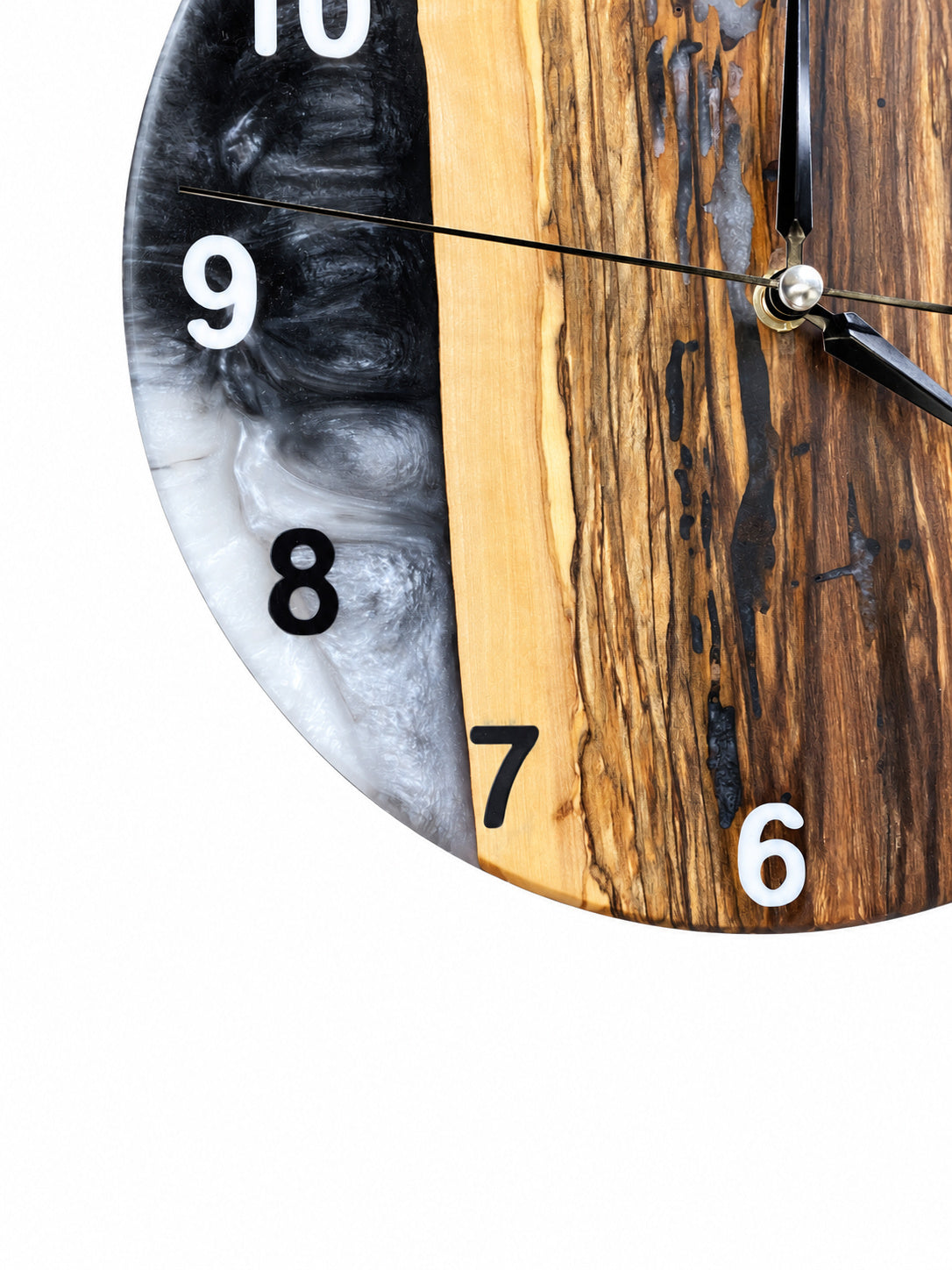 Charcoal Divide Olive Wood & Resin Wall Clock — product photograph, view 4